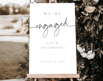 Engagement Sign, Printable We Are Engaged Sign, Engagement Party Welcome Sign Template, Wedding Engagement Sign Board Instant Download #f44