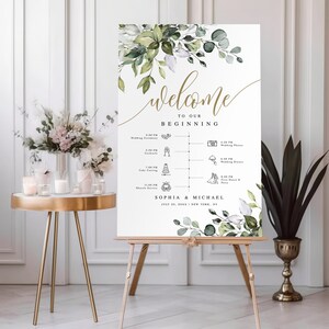Wedding Itinerary Sign Template, Wedding Timeline Sign, Reception Order of Events Sign, Wedding Day Icon Timeline Sign, Wedding Agenda #c61