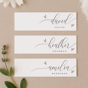 Wedding Slim Place Card Template, 100% Editable Text, Modern Name Cards, Skinny, Templett, Download, Escord Table Decor, Minimalist #vmt12