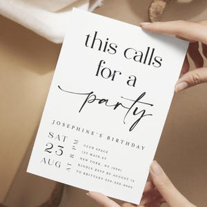 Minimalistische Geburtstagseinladung gedruckt und versandt, elegante, moderne Party einladen für Sie oder Ihn, Individuell gedruckte Karte, jede Veranstaltung einladen