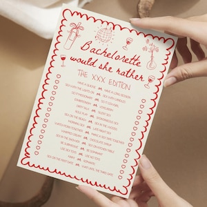 Printed & Shipped Hand Drawn Hens Party Game, Whimsical Funky Quirky Handwritten Bachelorette Game