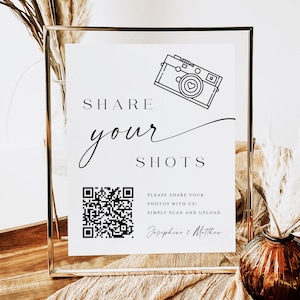 Teilen Sie Ihre Aufnahmen QR-Code-Zeichen, Hochzeit QR-Code-Zeichen, Fotoalbum-Zeichen, Benutzerdefinierte QR-Code-Vorlage, Bilder teilen Hochzeitszeichen #f38
