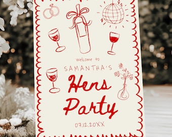 Hens Party Welcome Sign, Minimalist Hen Party Sign, Bachelorette Party Welcome Sign, Modern Hens Party Welcome Sign, Wife of The Party #c97