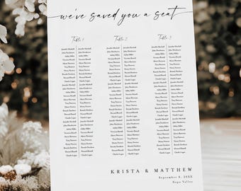 Banquet Seating Chart Template, Modern Minimalist Long Table Poster, Wedding Banquet Seating Plan, Long Table Wedding Seating Chart #f37