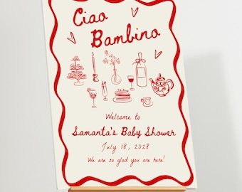 Ciao Bambino-welkomstbord babyshower: Italiaans thema (digitale download)