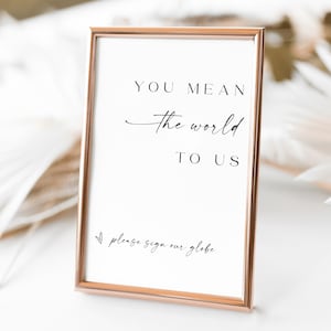 You Mean The World To Us Globe Sign, Editable Globe Guest Book Sign, Globe Guestbook Birthday Sign, You Mean The World To Us Theme #f37