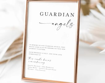 Guardian Angels Sign, Editable Wedding Memorial Sign Template, Memory Table Sign, Wedding Religious Sign #f37