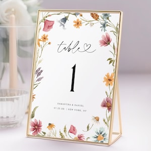Wildflower Table Numbers, Digital Download Wildflower Table Numbers, Floral Table Number Cards, Wildflower Wedding Table Decor #c95