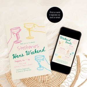 Colorful Bachelorette Weekend Events Itinerary Template, Hand Drawn ...