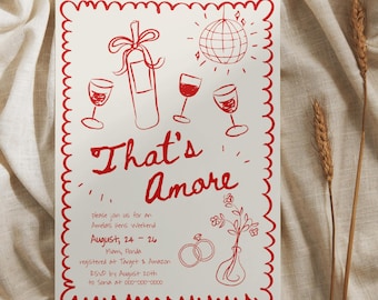 Hen Weekend Itinerary, Hand Drawn Scribble Cocktail Invitation, Hen Party Invite, Quirky Scribble Funky Bachelorette Weekend Events #c97