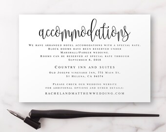 accommodation insert editable templates accommodations card etsy accommodations cards for weddings