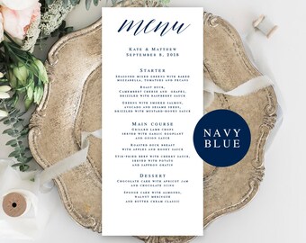navy wedding menu etsy