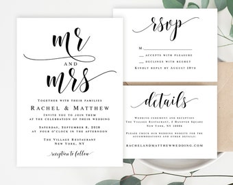 Wedding invitation template download Mr and Mrs wedding invitation DIY wedding invitation Editable wedding template Rustic invitation #vm31