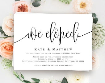 We Tied The Knot Invitation Elopement Invitation Template Etsy