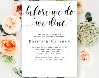 greenery rehearsal dinner invitation template greenery etsy