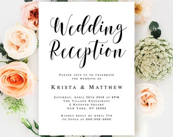 wedding reception invitation etsy