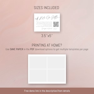 A Note on Gifts Card, Honeymoon Fund Card With QR Code, Honeyfund Card ...