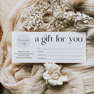 Minimalist Gift Certificate Template, Printable Gift Voucher, Editable Gift Certificate, Business Gift Card, Modern Gift Coupon Card #f40