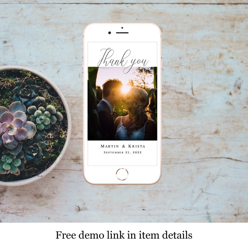 Electronic Thank You Card Template With Photo Picture Text Etsy UK