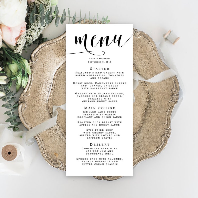 Bruiloft menusjabloon Bruiloft sjabloon Bewerkbaar menu Bruiloft tafeldecor Boho bruiloft DIY Rustiek bruiloftsmenu Afdrukbare menukaarten vm31 afbeelding 6