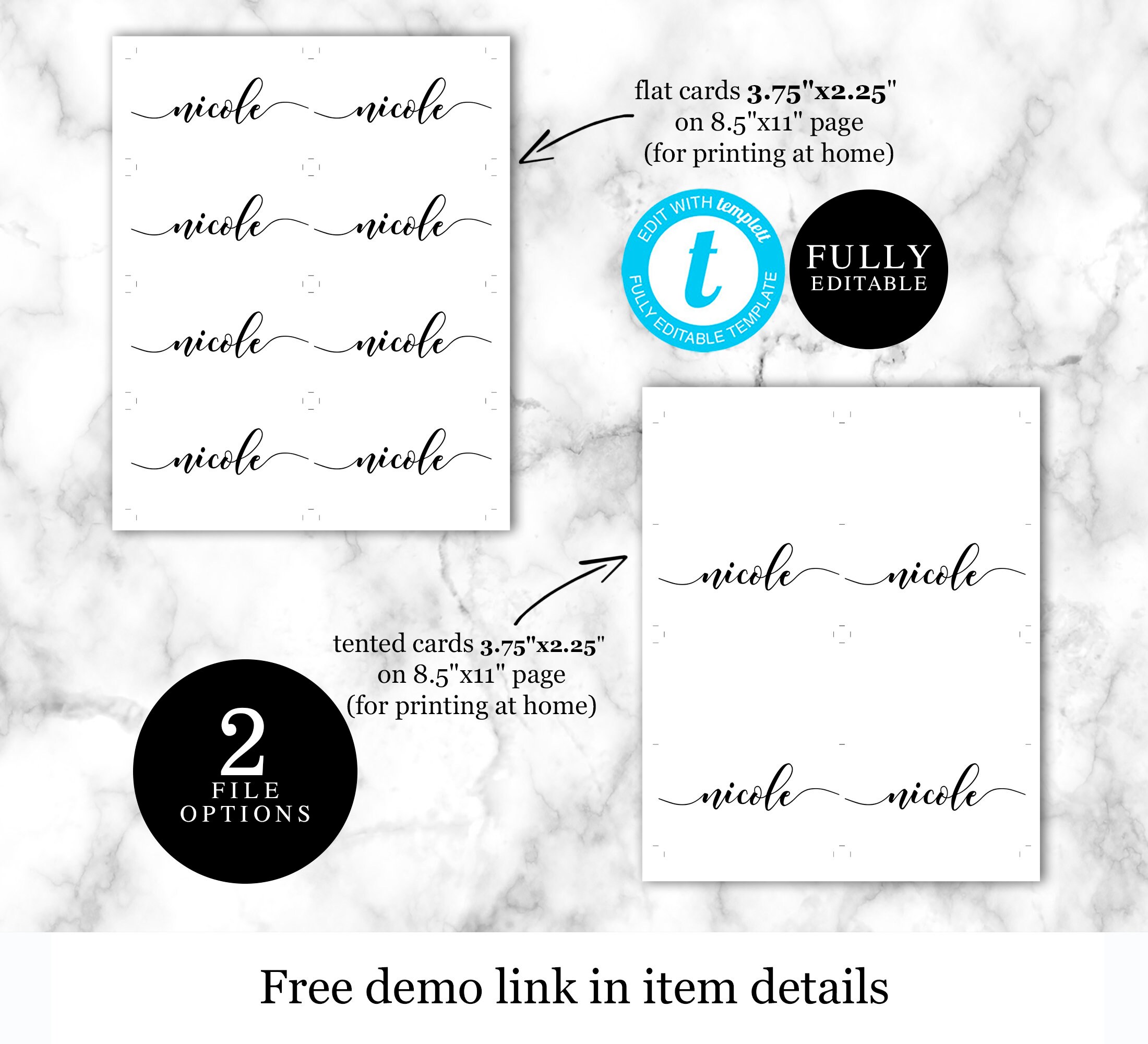Printable Wedding Name Cards Template Digital Download 100 Etsy