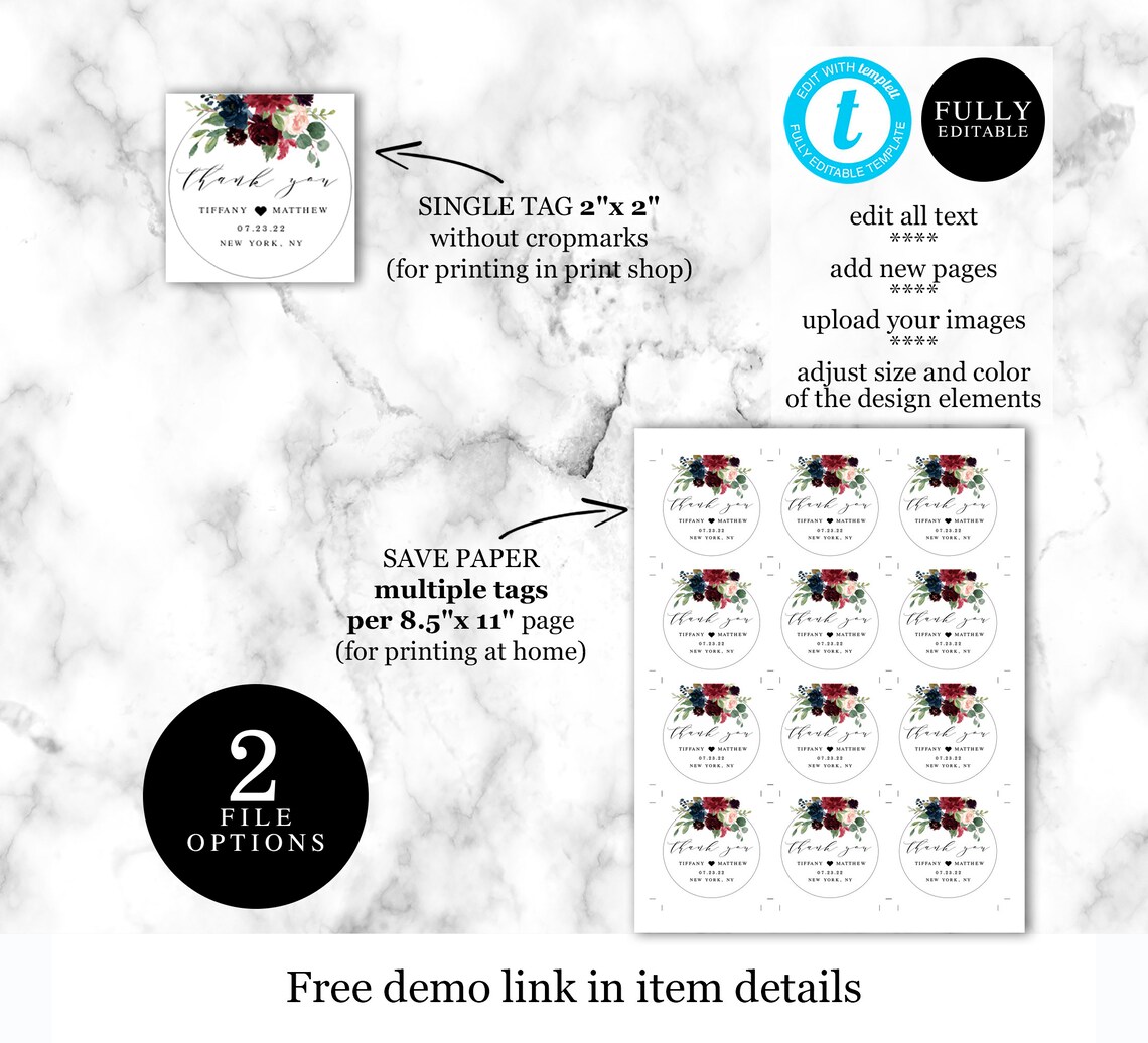 Circle Gift Tag Template Wedding Guest Favor Label Templett - Etsy