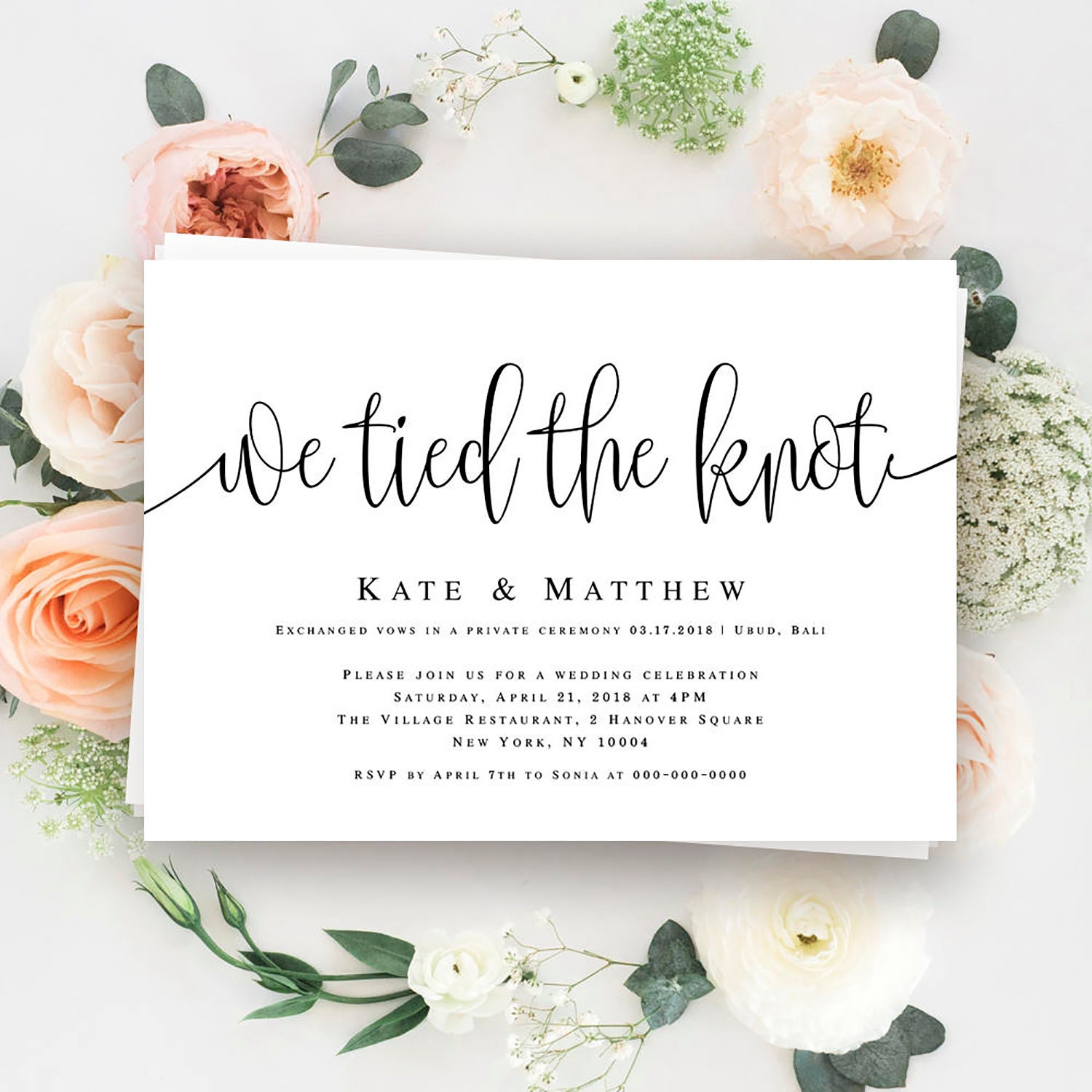 We tied the knot invitation Elopement invitation template Etsy We tied the knot invitation Elopement invitation template Etsy