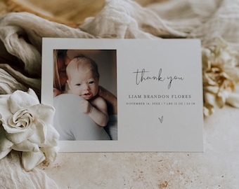 Baby Shower Thank You Card Photo Template 100% Editable Sprinkle Brunch Try Before You Buy Instant Download Templett Self-Editing DIY #f35