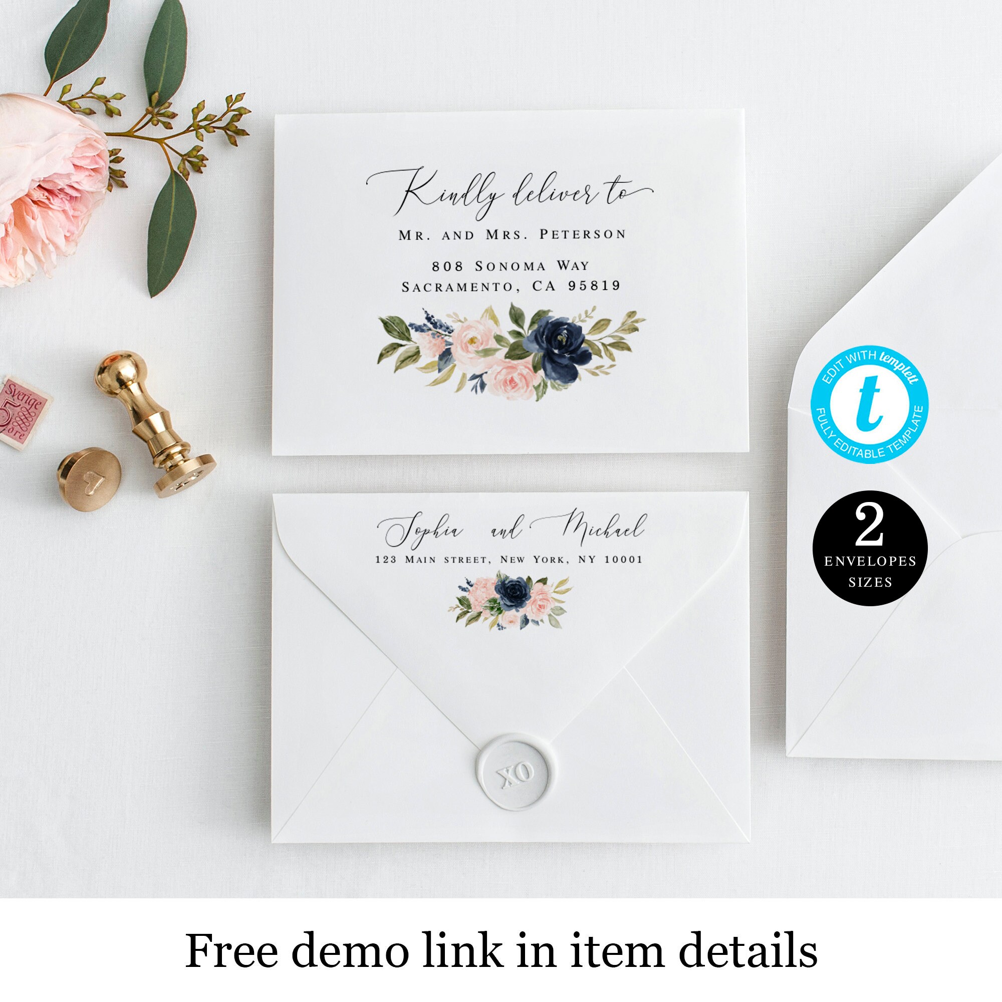 Wedding Envelope Template With Return Address Calligraphy - Etsy Australia
