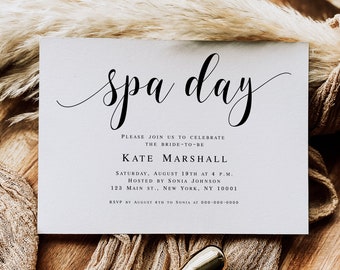 Spa day invitation template Bride invitation Spa day party Instant download Spa bridal shower invitation Bridal shower invite party #vmt110