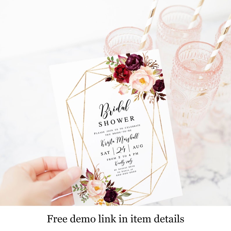 Printable Shower Invitation Template Bridal Invite Fully - Etsy