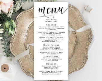 Bruiloft menusjabloon Bruiloft sjabloon Bewerkbaar menu Bruiloft tafeldecor Boho bruiloft DIY Rustiek bruiloftsmenu Afdrukbare menukaarten #vm31