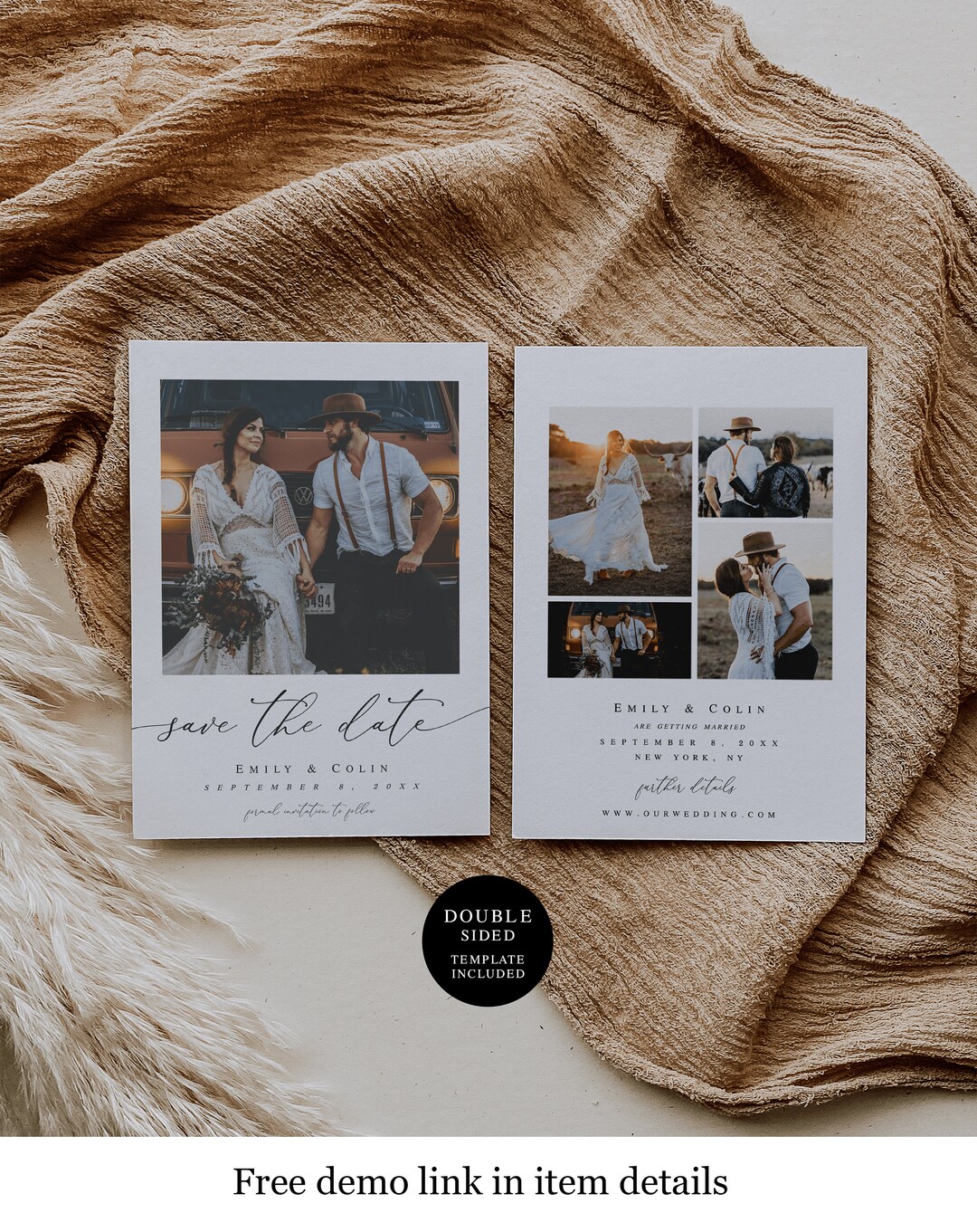 Save the Date Editable Announcement Cards Downloadable - Etsy