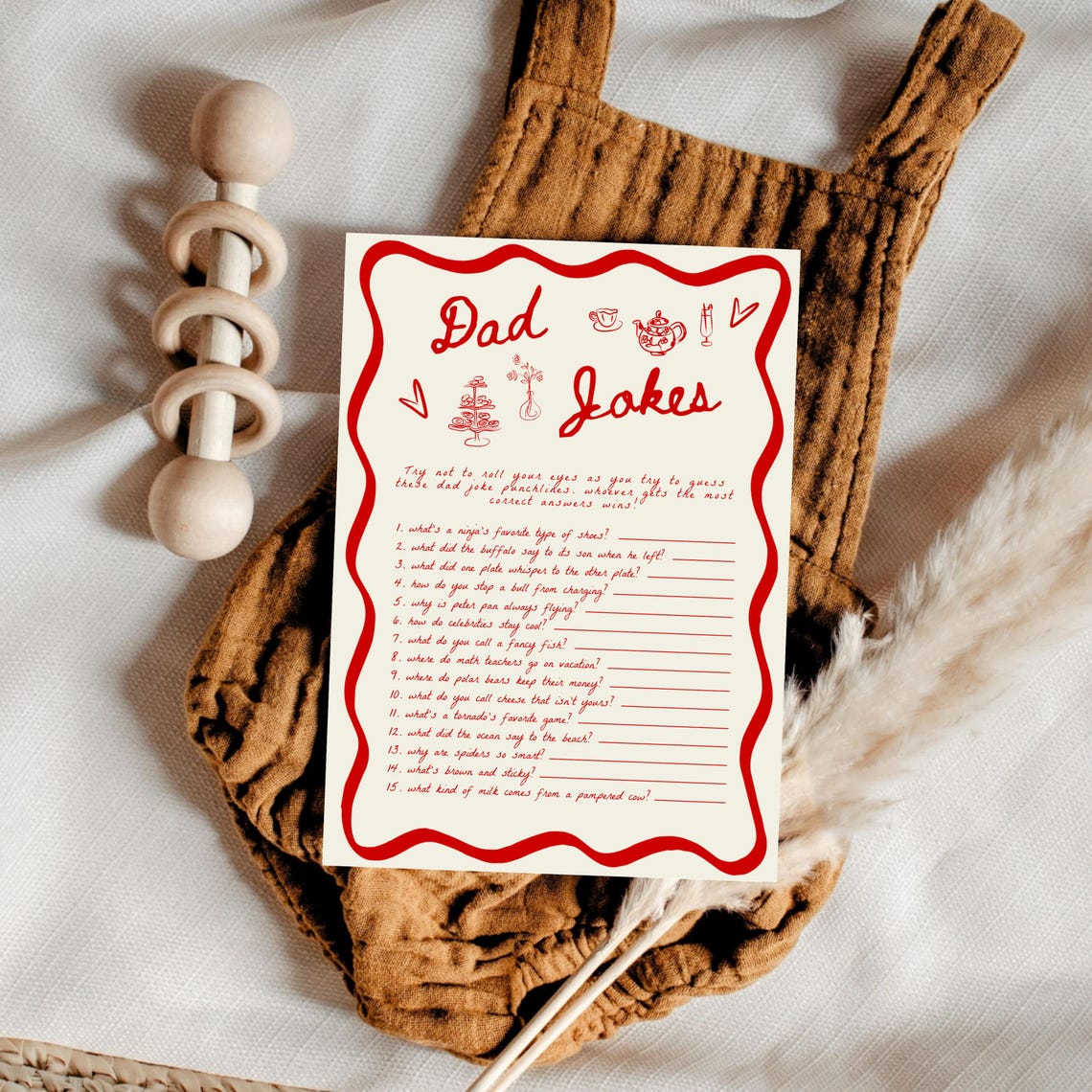 Printed Dad Jokes Baby Shower Game, Dad Jokes Game, Dad Jokes Baby ...