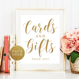 Cards and gifts wedding sign Bohemian wedding sign Gold wedding decor Cards sign DIY Printable gold wedding signs Gift table decor vm32 image 3