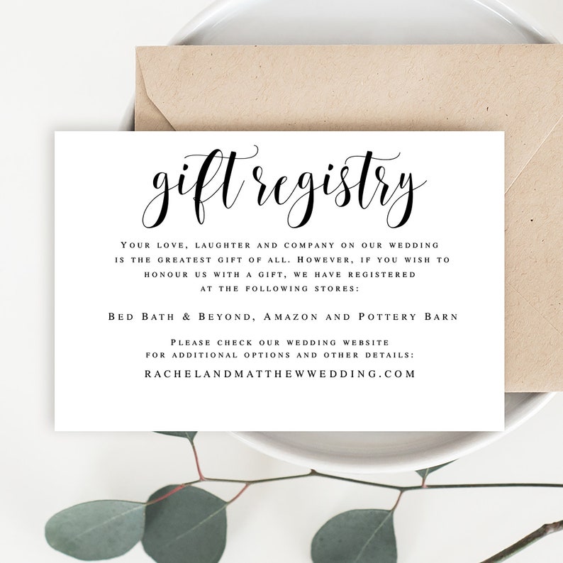 Gift registry card template Wedding enclosure card template Etsy Gift registry card template Wedding enclosure card template Etsy