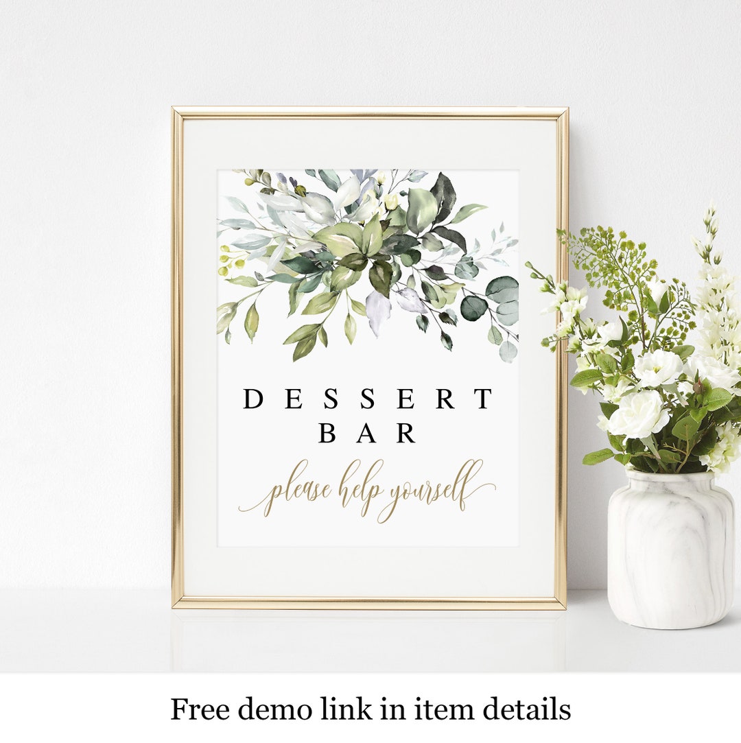 Dessert Bar Sign Printable, Sign Template, Bridal Shower Sweets Sign ...