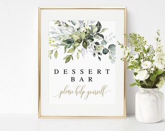 Dessert Bar Sign Printable, Sign Template, Bridal Shower Sweets Sign, Wedding Candy Bar, Custom, Bachelorette Party, Edit With Templett #c61