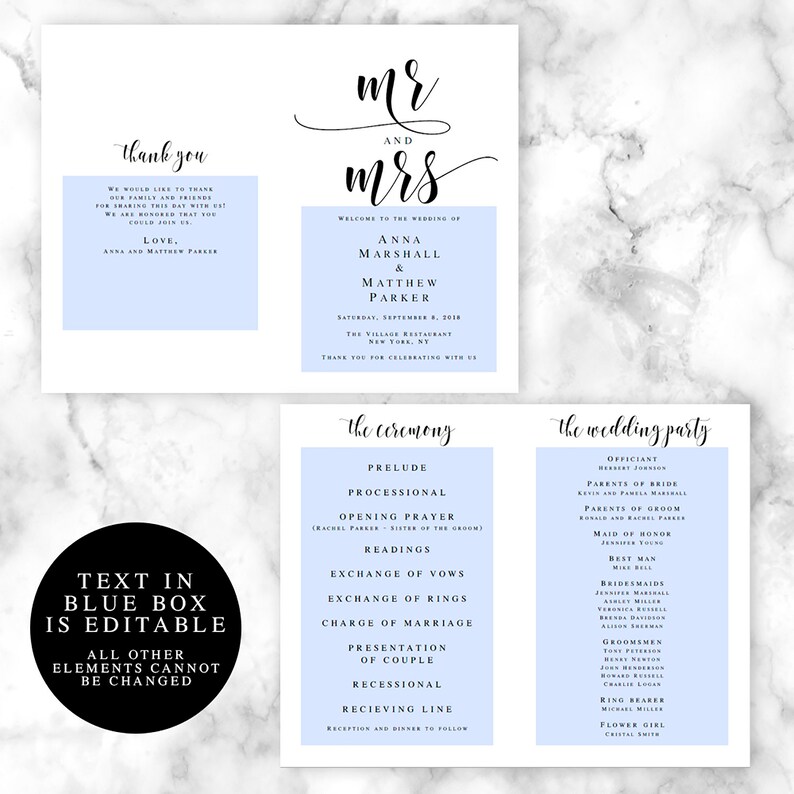 Folded Wedding Program Template Folded Wedding Programs Etsy Folded Wedding Program Template Folded Wedding Programs Etsy