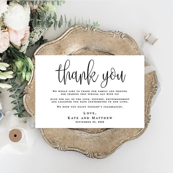 Wedding Thank You Notes Printable Templates Editable Thank You - Etsy