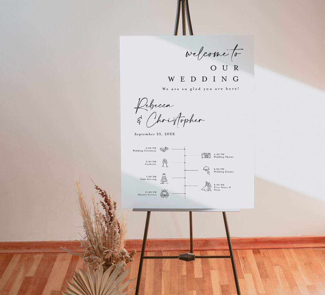 Wedding Timeline Sign Template Reception Order of Events Etsy