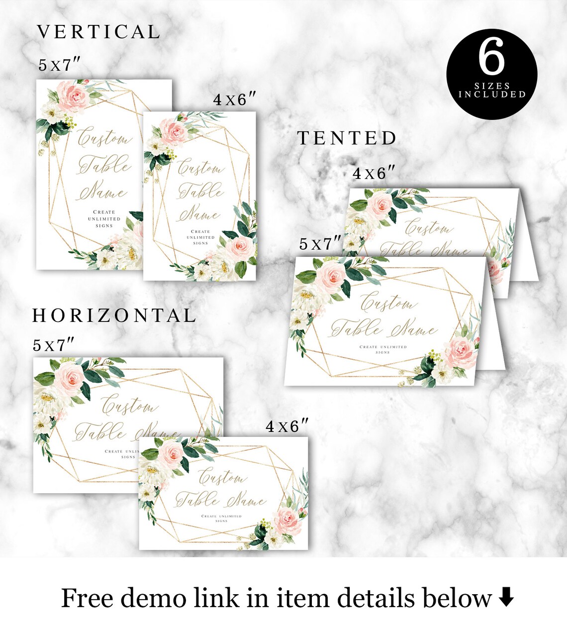 Custom Table Names Unlimited DIY Sign Template Templett Etsy