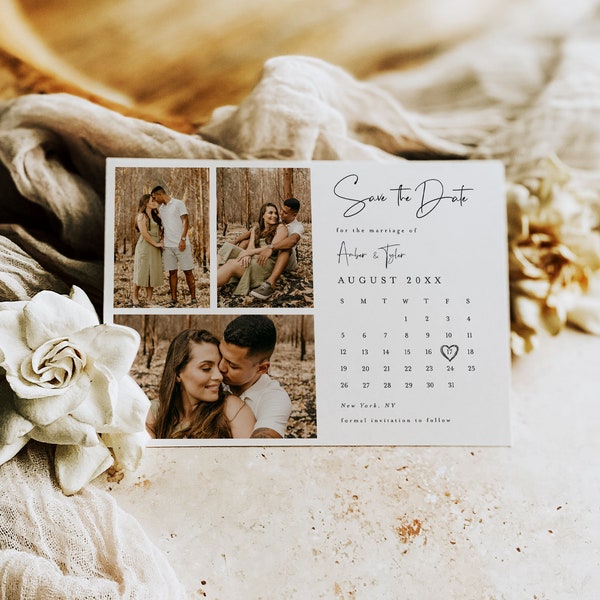 Save the date photo template Instant download Wedding save the date cards Photo save the date template Custom save the date Templett #f43