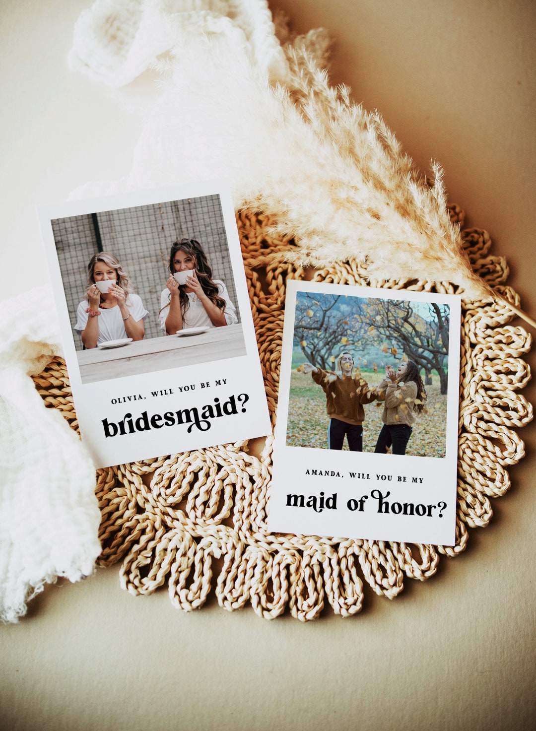 Bridesmaid Proposal Card Template, Photo Bridesmaid Proposal, Will You