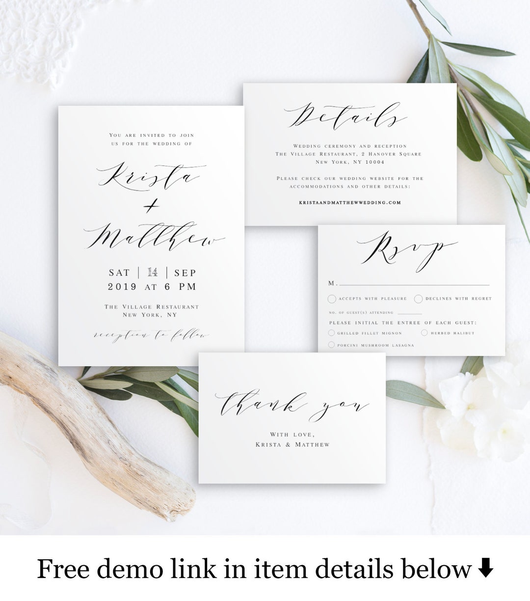 Printable Wedding Invitation Suite 100% Editable Template DIY Simple ...