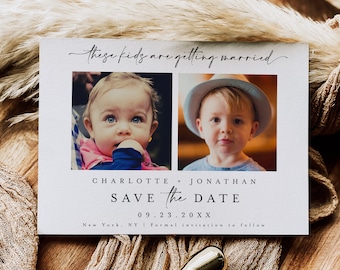 Minimalist Save the Date Template, Kids Save The Date, Wedding Save The Date with Photo, These Kids are Getting Married Save The Date #f41