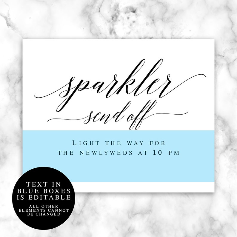 Sparkler send off sign Wedding sparkler sign Editable