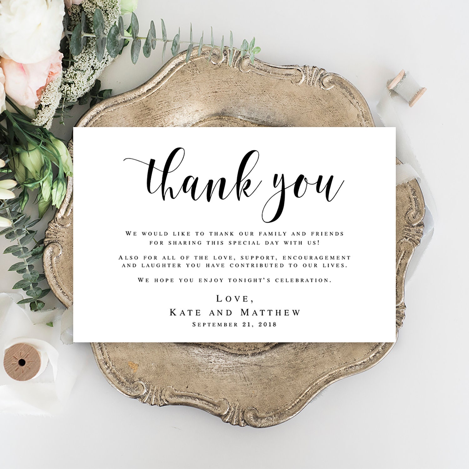 Elegant Wedding Thank You Cards, Engagement Thank You Note