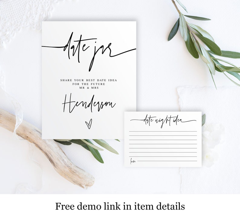 Printable Date Jar Sign and Cards Templett Fully Editable - Etsy
