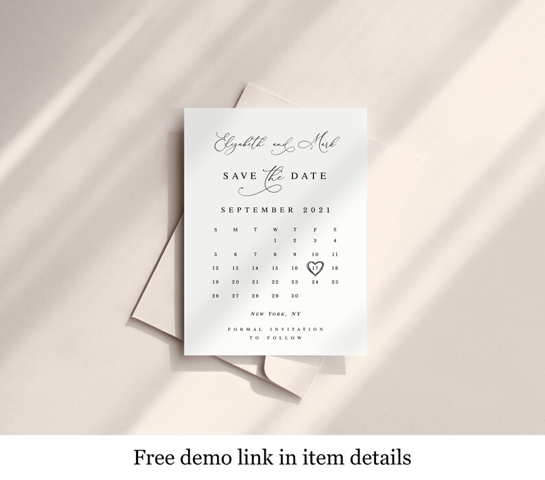 Calendar Save the Date Template Templett Fully Editable - Etsy